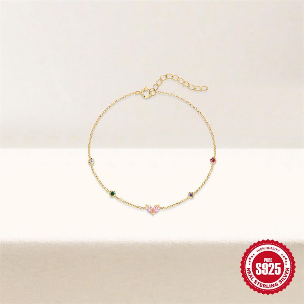 S925 Sterling Silver Valentine'S Day Popular Niche Design Sense Tibetan Head Poem Concept Versatile Colorful Zircon Exquisite Bracelet.