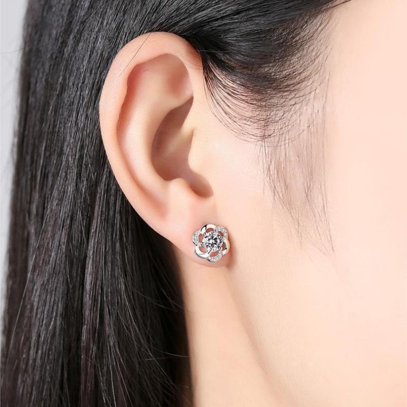 New 925 Sterling Silver Earrings 5A Zircon For Women Exquisite Student Girlfriend Jewelry Accessories Wedding Fashion Gift