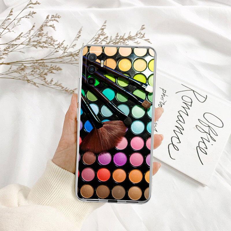 Cosmetics Eyeshadow Palettes Transparent Phone Case for Samsung Galaxy A04 A04S A14 A23 A34 A54 M23 M33 M52 M53