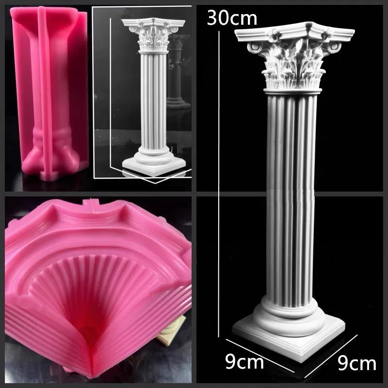30cm Large Roman Column Candle Silicone Mold Roman Column Gypsum Concrete Cement Silicone Mold Home Decor Acrylic Plastic  mold