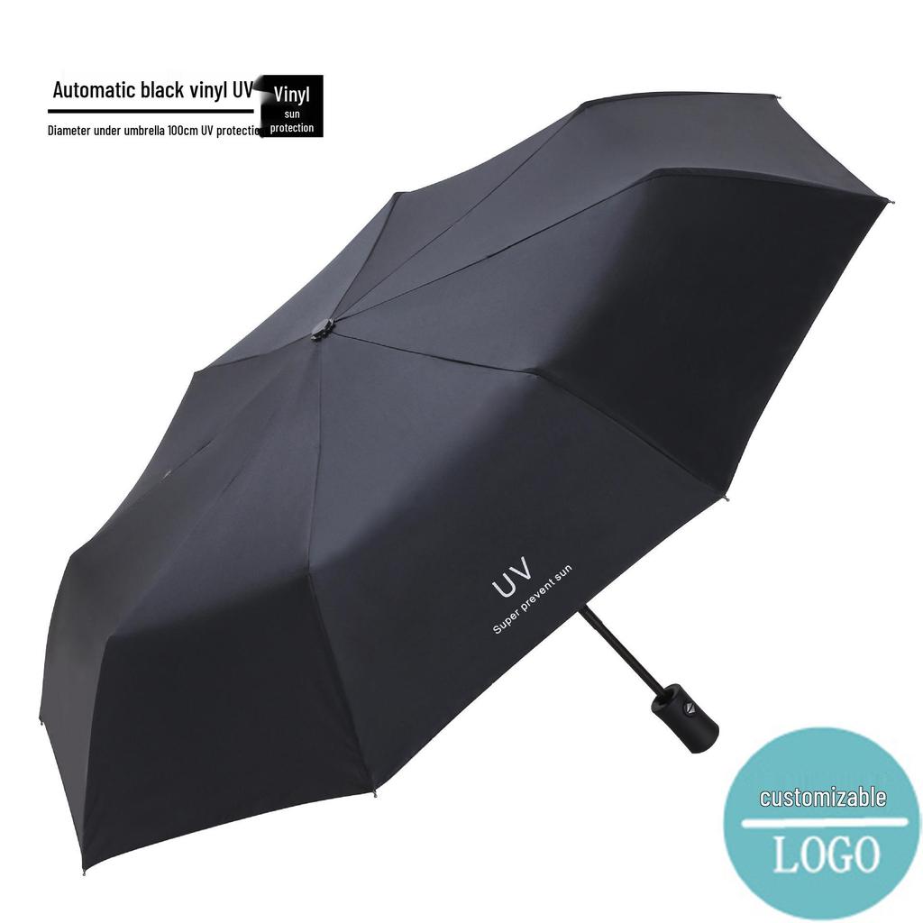Popular 60-Rib Extra-Large Fully Automatic Black Dual-Use Umbrella for Students & Adults - Custom Logo Option Available