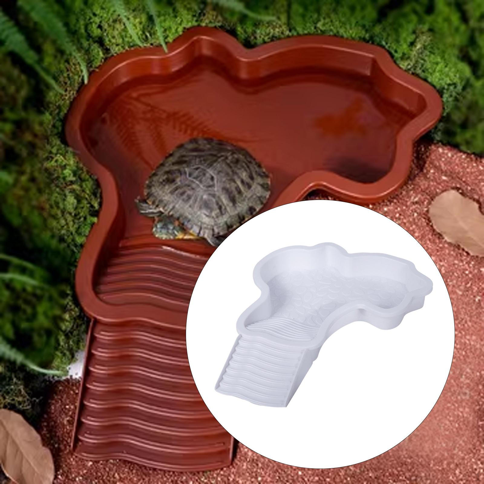 

Бассейн для купания рептилий, кормушка с пандусом, водные черепахи и ящерицы белый