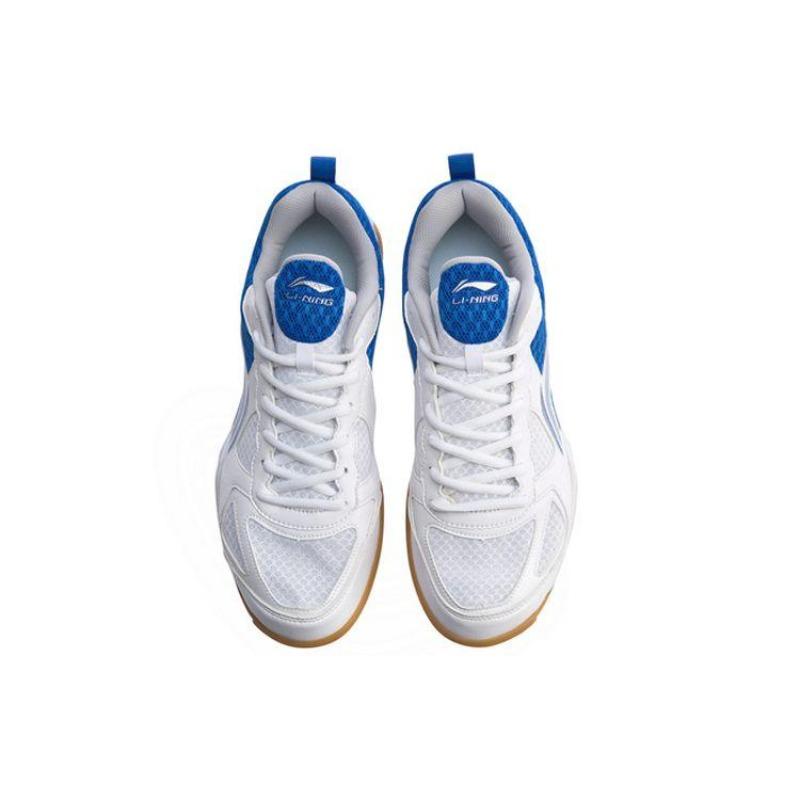Li-Ning Mens Low Top Table Tennis Shoes White Blue Cushion Anti Slip Wear Resistant APTP001-1