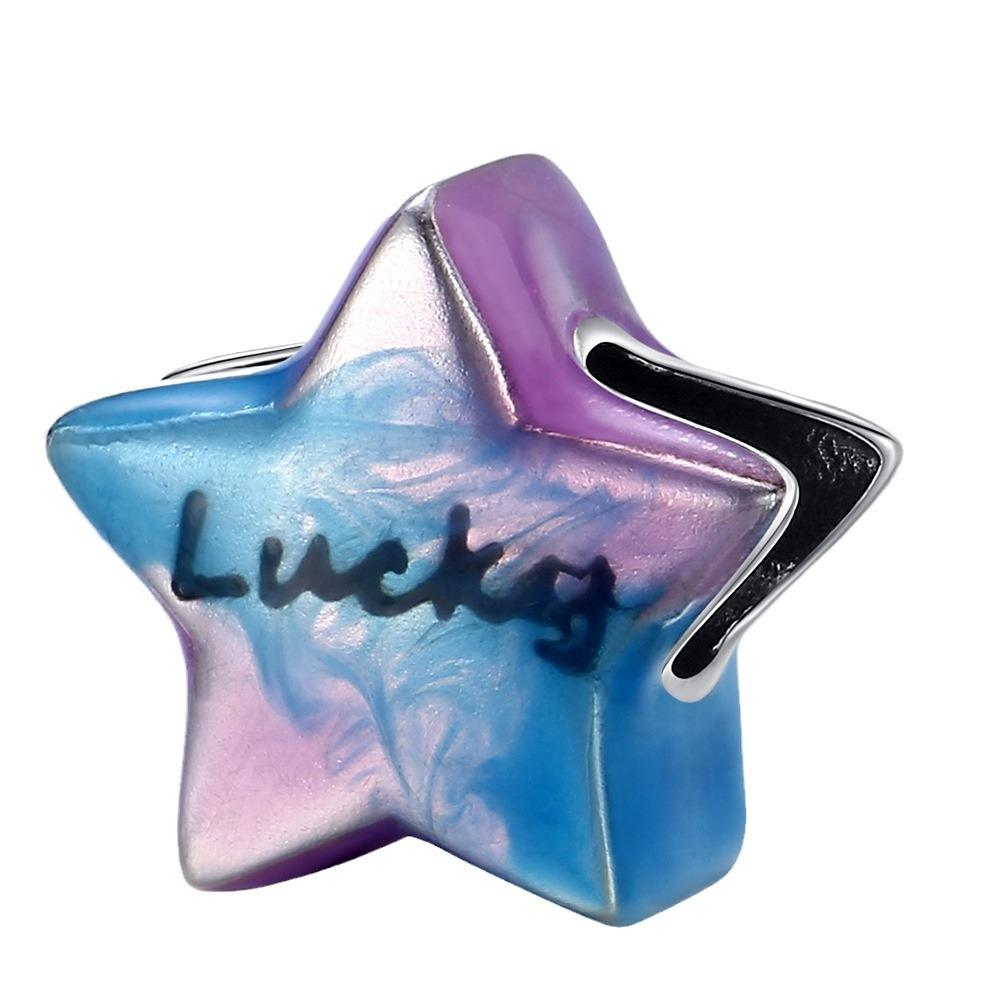 

S925 Серебро Персонализированное Звездное Небо Красочные Пятиконечные Звезды Бусины Мода Кулон Браслет Ожерелье