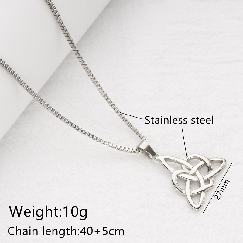 Stal nierdzewna, naszyjnik z wisiorkiem w kształcie serca, irlandzki celtycki, z napisem „Powodzenia”