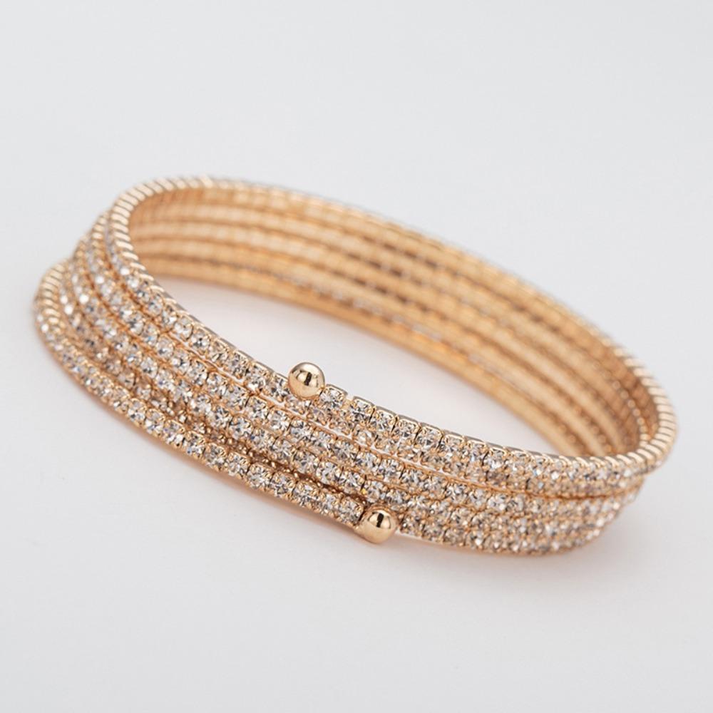 Rhinestone Upper Arm Bracelet Gold Color Full Shiny Rhinestone Bangles  Jewelry Accessories