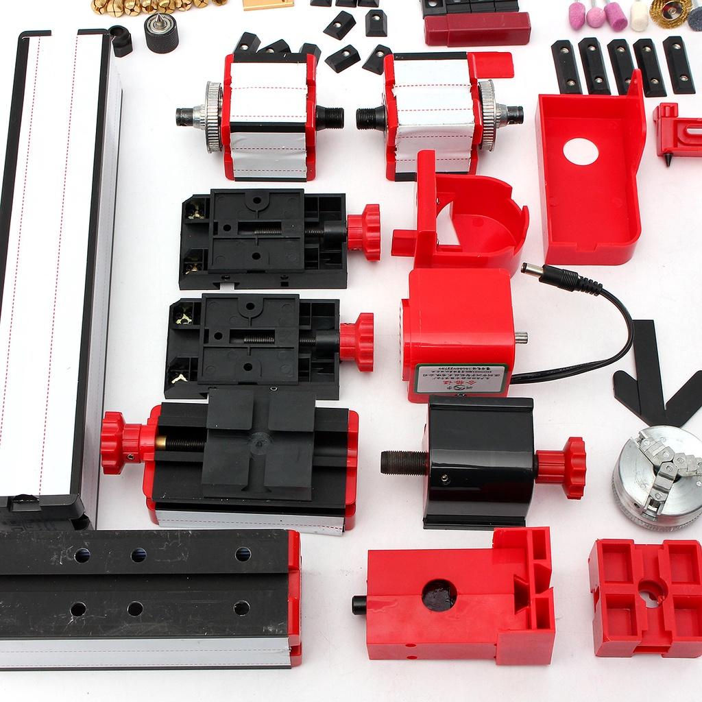 Mini Lathe Machine Multi-functional Metal Wood Plastic Lathe Jigsaw Grinder Driller Milling Drilling Sanding Tool 8-in-1