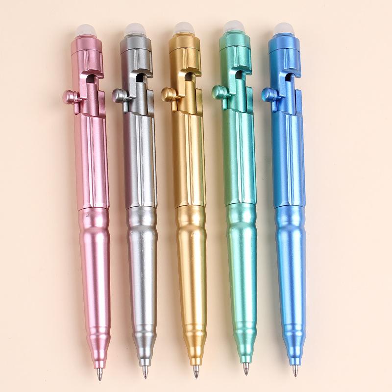 5Pcs Mechanical Metallic Erasable Gel Pens 0.5mm Blue Black Ink Creative Bolt Action Writing Pens 5pcs gel pens(ink blue)