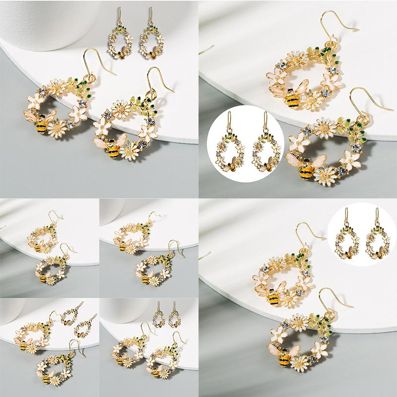 

Цветочные капающие масляные серьги женские раскрашенные бабочки 4.5*2.5cm