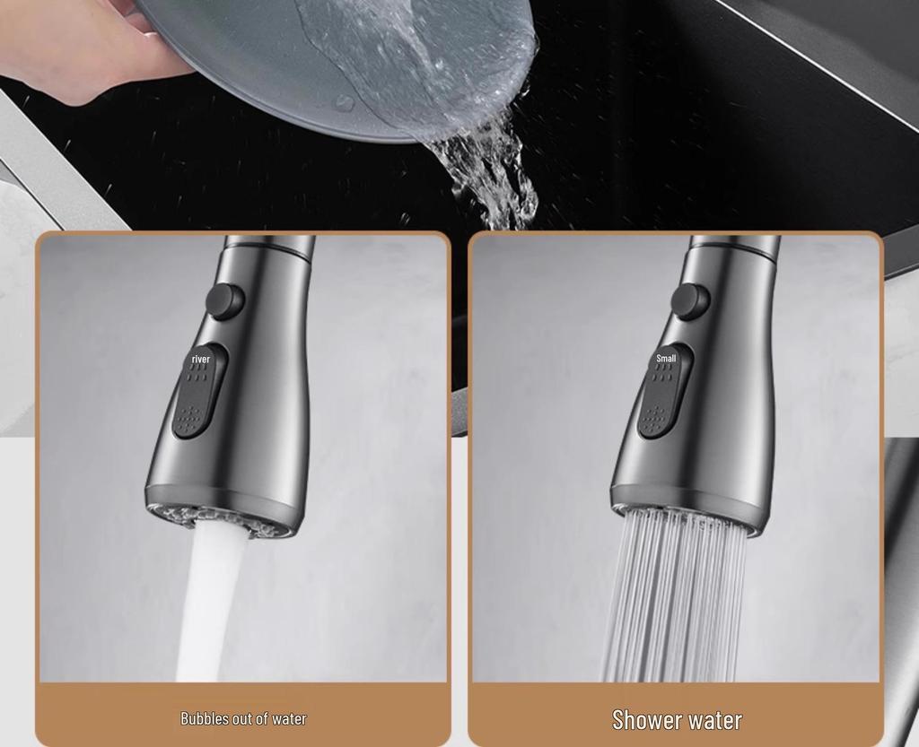 All-Copper Kitchen Pull-Out Faucet with 360° Rotation & Dual-Use Hot/Cold for Vegetable Sink