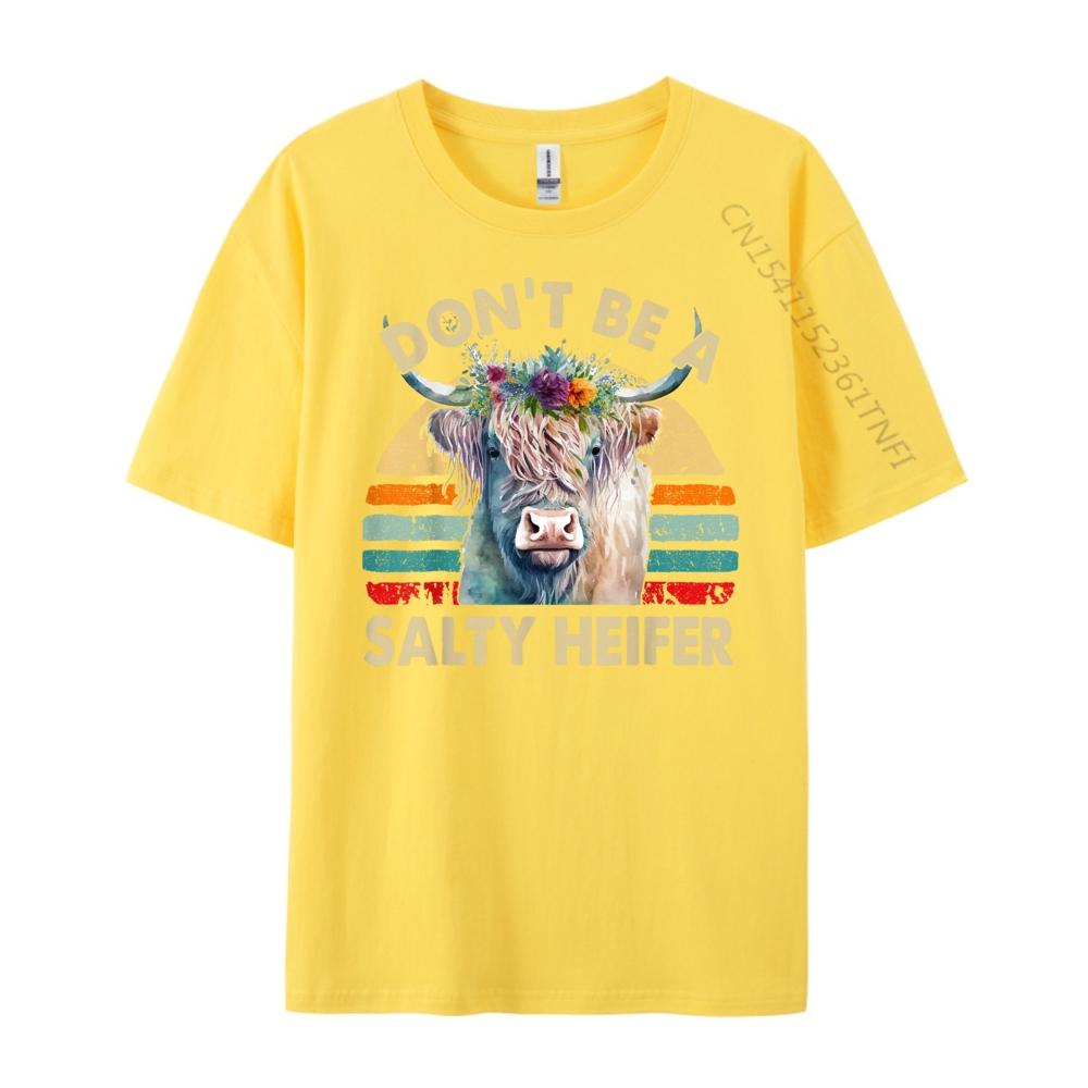 Highland Cow Shirt Women Dont Be Salty Heifer Funny Farm Mom Red And Black Graphic T Shirt Camiseta Easter Day