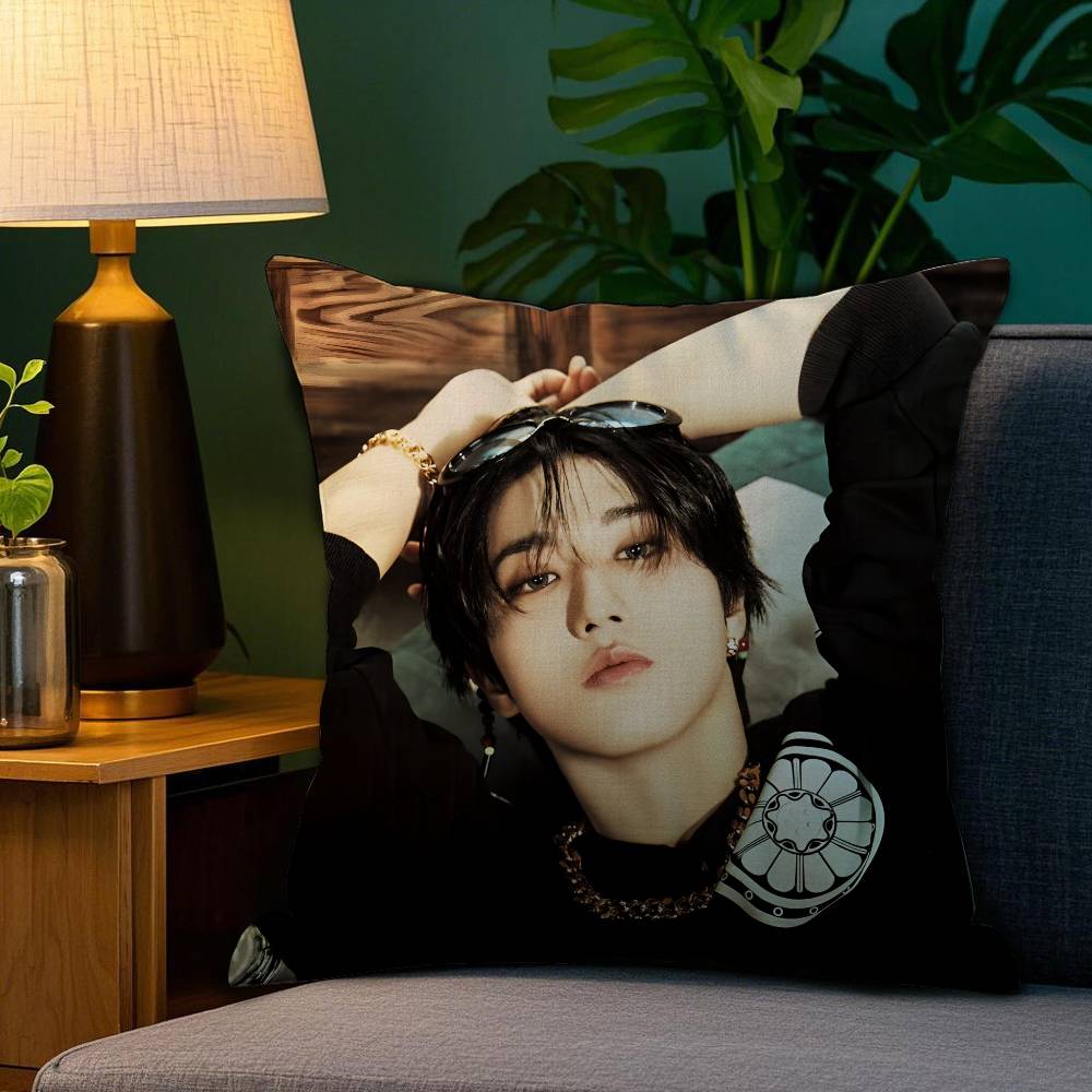 New HHan JJisung Boy Korean Pillow Case Antidustmite Pillowcase Invisible Zipper Silky Short Plush Sofa Cushion Cover