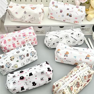 1 Pc Sweet Cartoon Animal Pencil Case for Kids Kawaii Bear Puppy Stationery Bag Large Capacity Pen Bag Student Supplies