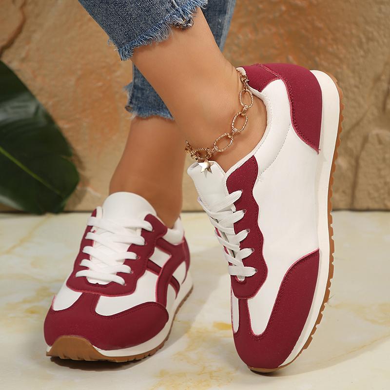 Fashion Women's Contrast Color Casual Sneakers Comfort Non Slip Soft Sole Walking Shoes Woman Fashion Black White Striped Flat Sneakers