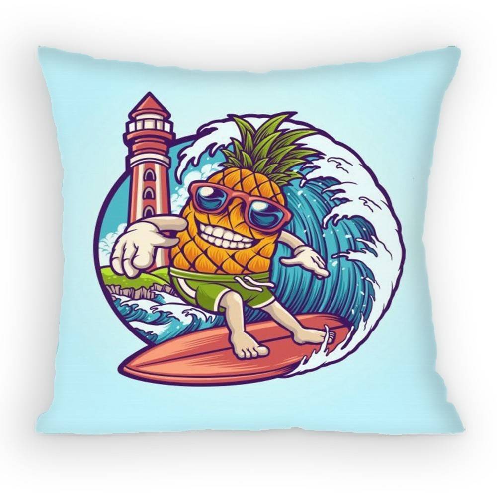 Summer Holiday Cartoon Fruit Beach Surfing Swimming Pillow Case Sofa Living Room for Bedroom Cushion Square Cushion Nap Time