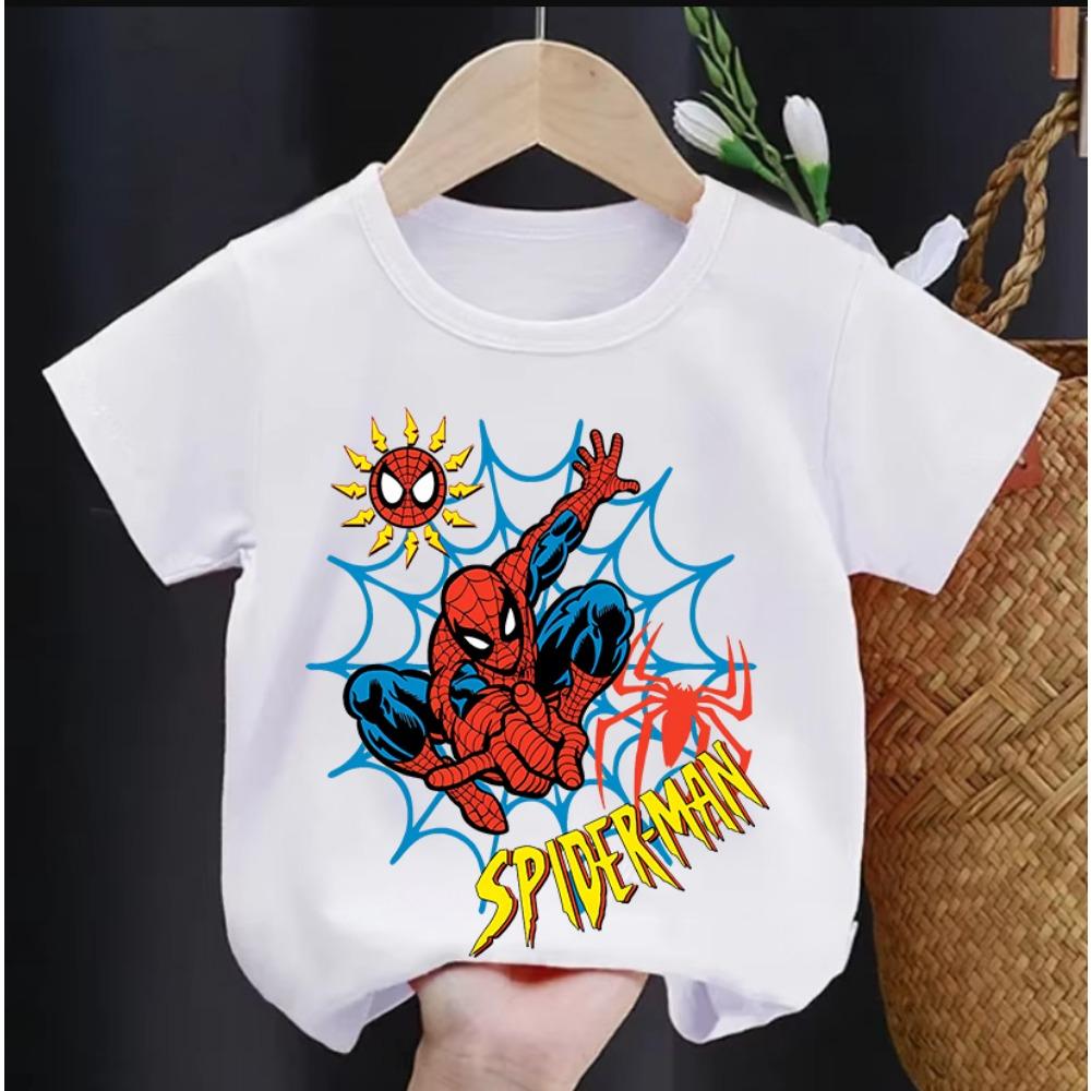 Comfortable, Soft and Breathable Shirt with Marvel Spider Man Pattern Printed On Children's T-shirt