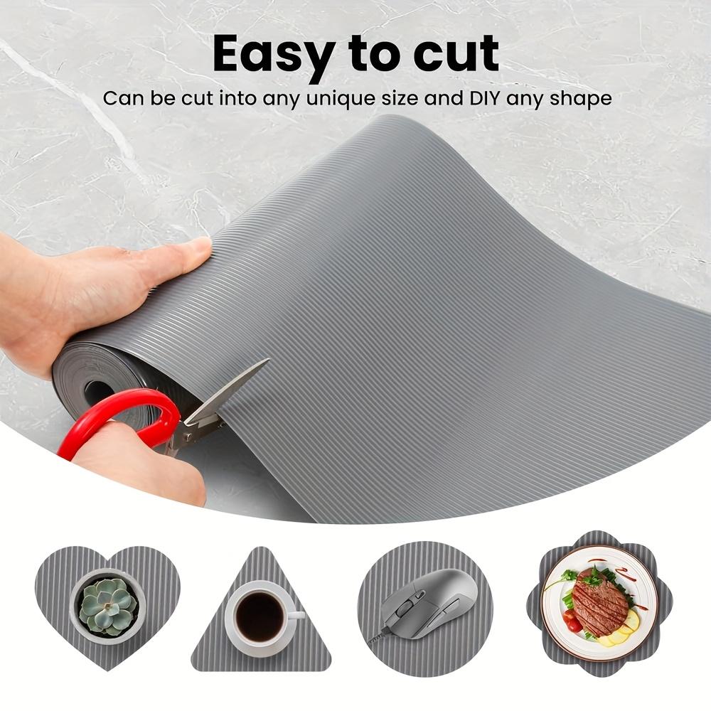 1pc Gray EVA Thickened Rib Drawer Mat - Durable, Non-Slip, Clear Plastic Shelf Liner for Kitchen Drawers, Desk, and Table Organization