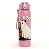 1PC Ghost Holding Pumpkin Cartoon 750ml Color Plastic Sports Water Bottle Leakproof Flip Straw Lid Suitable for Sports Office Home Use
