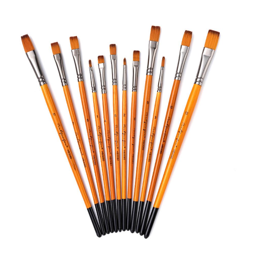12 Stück Malpinsel Set Kit Künstler Pinsel mit Nylonhaar für Künstler Acryl Aquarell