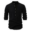Spring Summer New Men's Long-sleeved Stand-up Collar Shirt