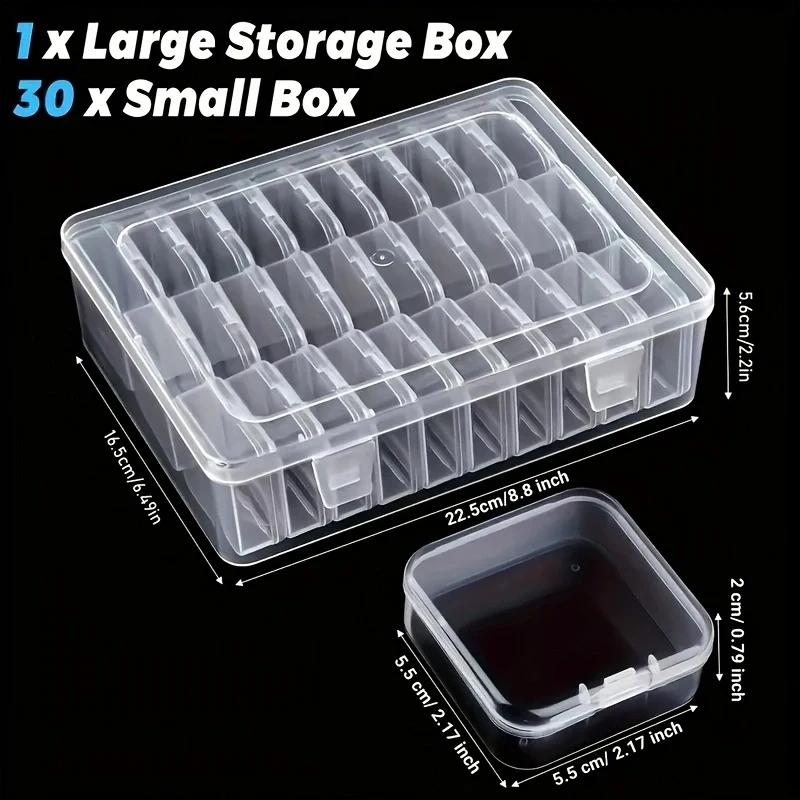 

Small Bead Storage Containers 30 Pieces Plastic Storage Organizers Stackable Art Storage Case Transparent Boxes Jewelry Beads прозрачный