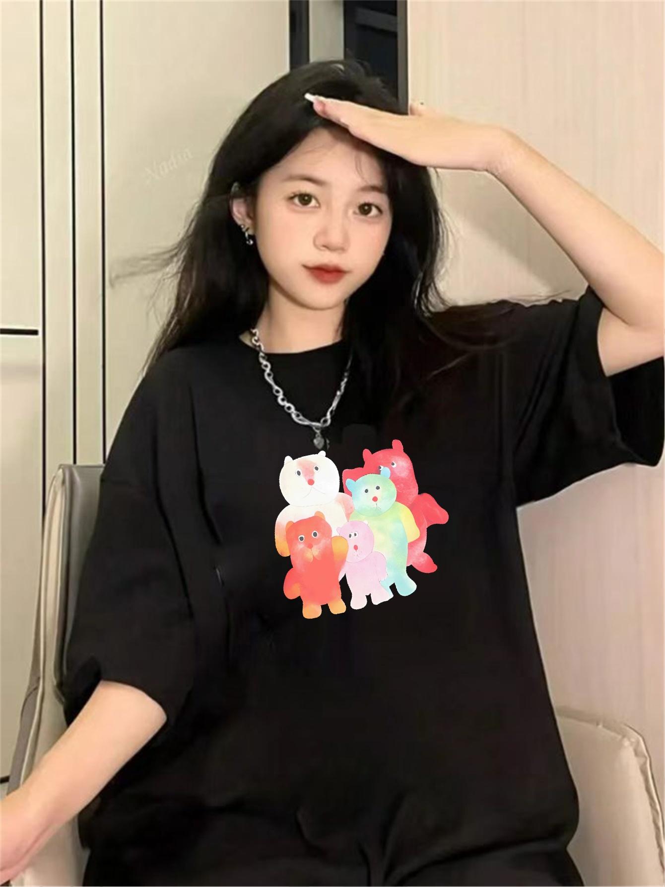 

WoUnisex Cute Minimalist Art Print TShirt Short Sleeve Summer Casual Top Cloud Graphic Harajuku Sleeve Casual Aesthetic Clothes S