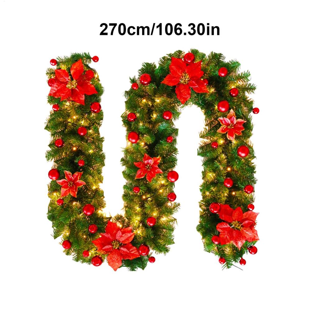 Door Wreath 2.7m Festive Adjustable Realistic Decoration Christmas Artificial Winter Wreaths For Indoor Outdoor Wall Railing