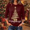Women's Christmas Print Neck Long Sleeve Pullover Top
