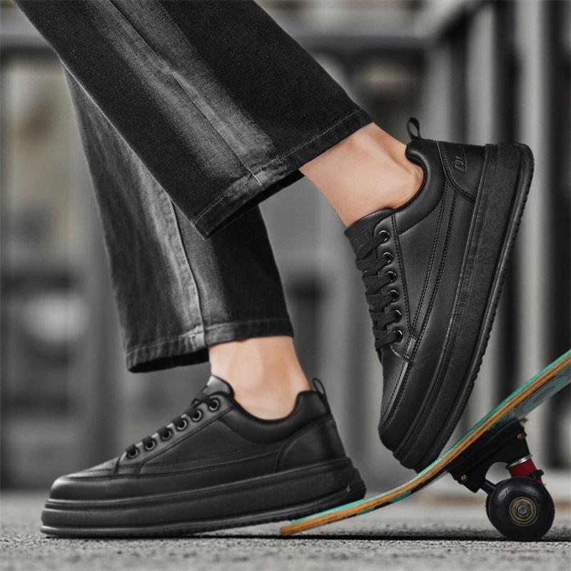 Warrior Fashion Versatile Trendy Retro Daily Commuting Slip-Resistant Durable Balance Support Low-Top Skate Shoes Men sneaker Black WXP(WZ)-281704