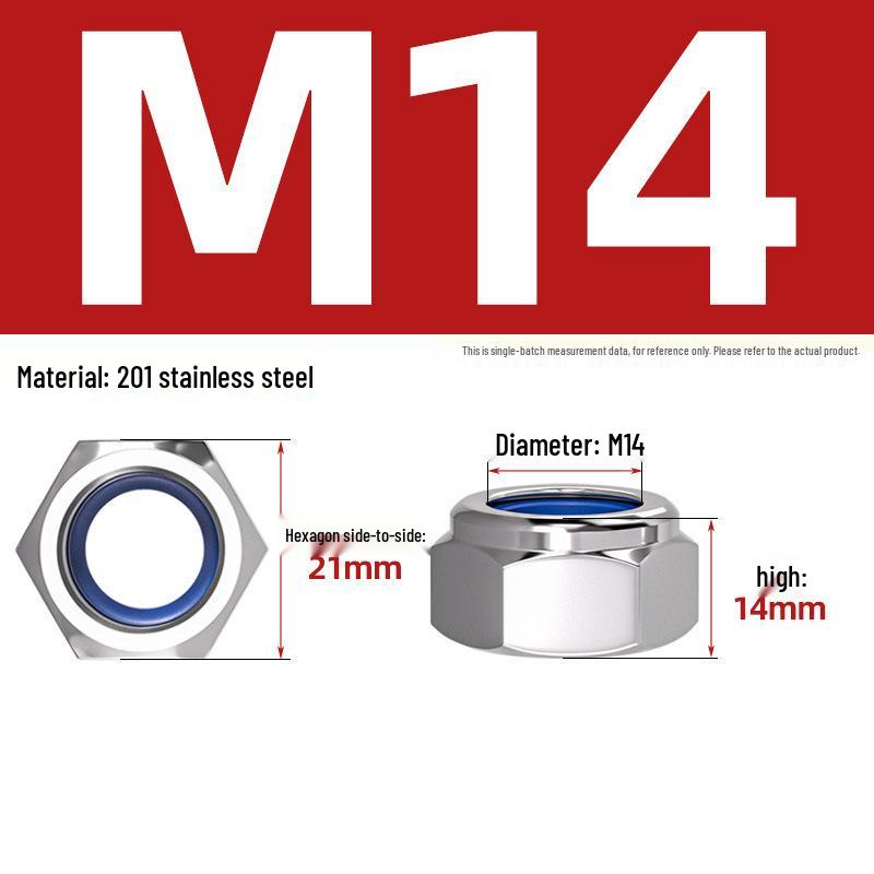 Stainless Steel Nylon Lock Nut Hexagon Anti-Loosening Screw Cap M4-M20