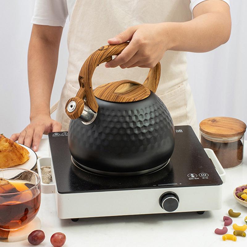 3L Nerezová Pískací Varná Konvice Kuchyňské Nádobí Kladívkový Vzor Zvuková Konvice Tepelně Odolná Rukojeť Plynové Indukční Sporáky