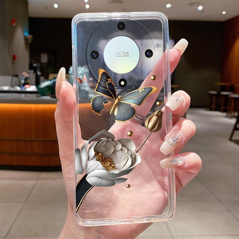 For Honor X50 5G Case Luxury Flower Painted Cover Clear Soft Silicone Phone Case For Honor X 40 50 X40 X50 5G Back Covers Bumper
