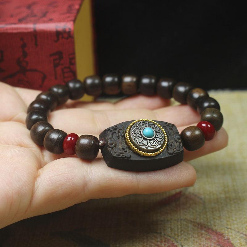 

Chenguibao Agarwood Rotating Bracelet Carved Six Syllable Mantra
