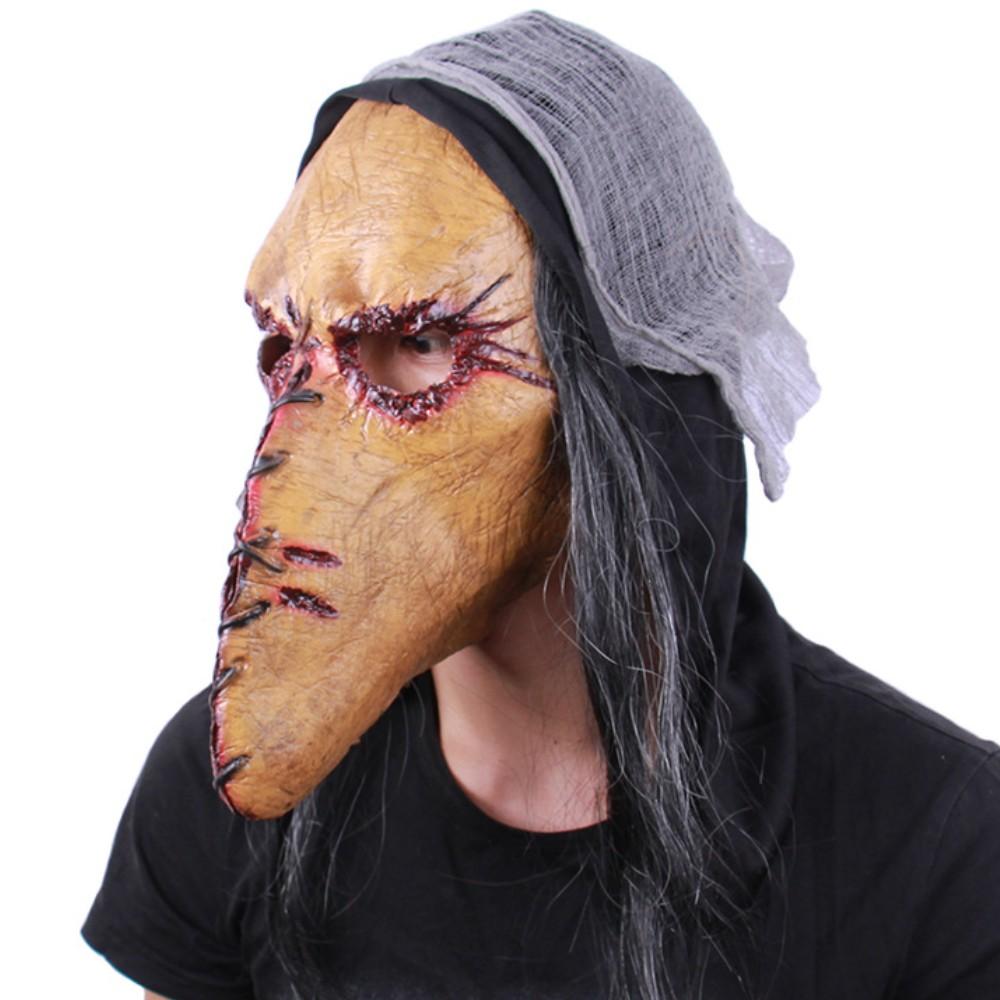 Bloody Stitched Bird Mouth Mask Cosplay Horror Beak Helmet Full Face Latex Headwear Halloween Masquerade Party Costume Prop