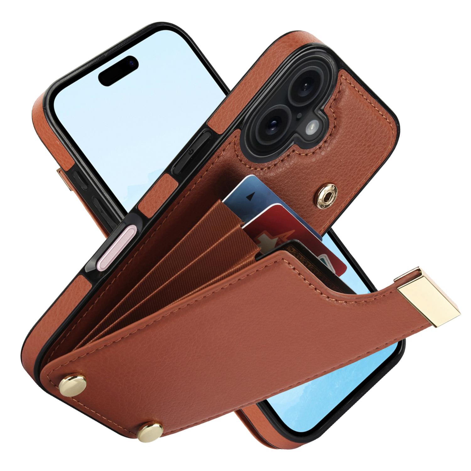 

For iPhone 17 Case TPU + PU Leather Hardware Decor Phone Cover with Card Holder