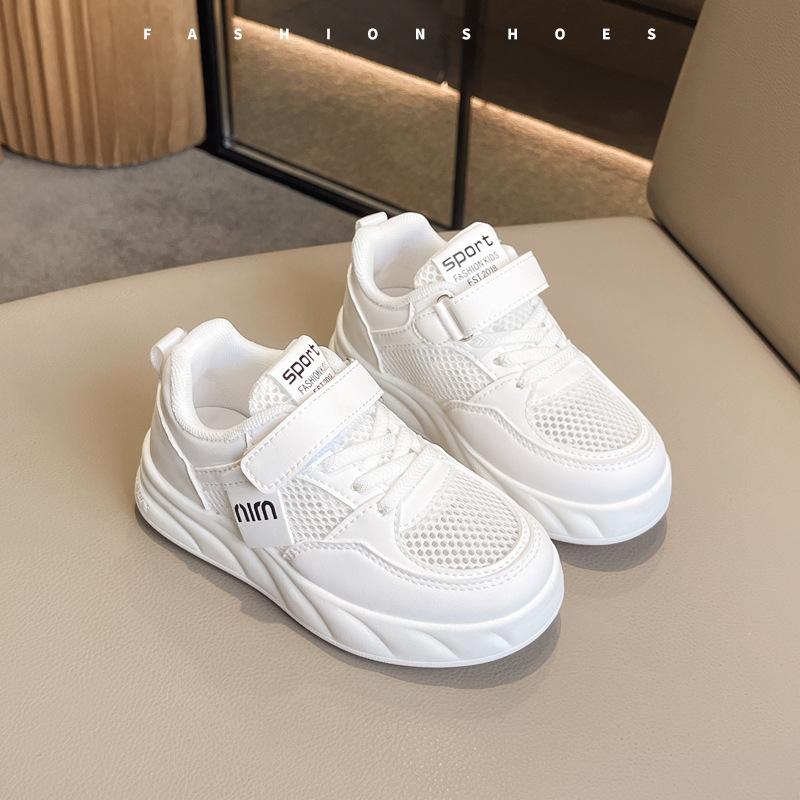 Boys little white shoes breathable spring and autumn 2025 board shoes children's mesh shoes girls shoes sports shoes older children's mesh children