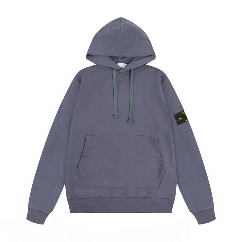 Stone Classic Unisex Uni-Farbe Abzeichen Hoodie - Langarm, Trendiger Stil