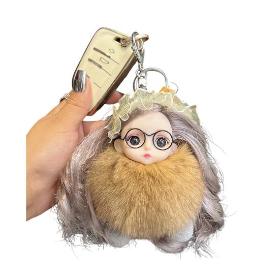 Keychain Pendant Girl Style Plush Doll Charm Soft Stuffed Key Holder Backpack Car Wallet Bag Accessory