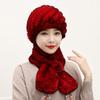 Winter Knitted 100% Natural Fur Hats Scarves Sets Women Warm Real Rex Rabbit Fur Hat Scarf Lady Fashion Thick Rex Rabbit Fur Hat