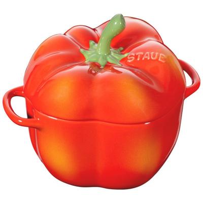Staub Cocotte 12cm Keramik Hitzebeständige Keramik Mikrowellengeeignet Japanische Keramik Pfeffer-Cocotte "Paprika Orange" [Autorisiertes Produkt] 40500-325