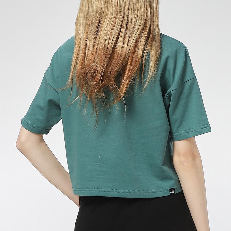 Puma Short Sleeve Round Neck Running Training T-Shirt Women Tops Green 845965-45