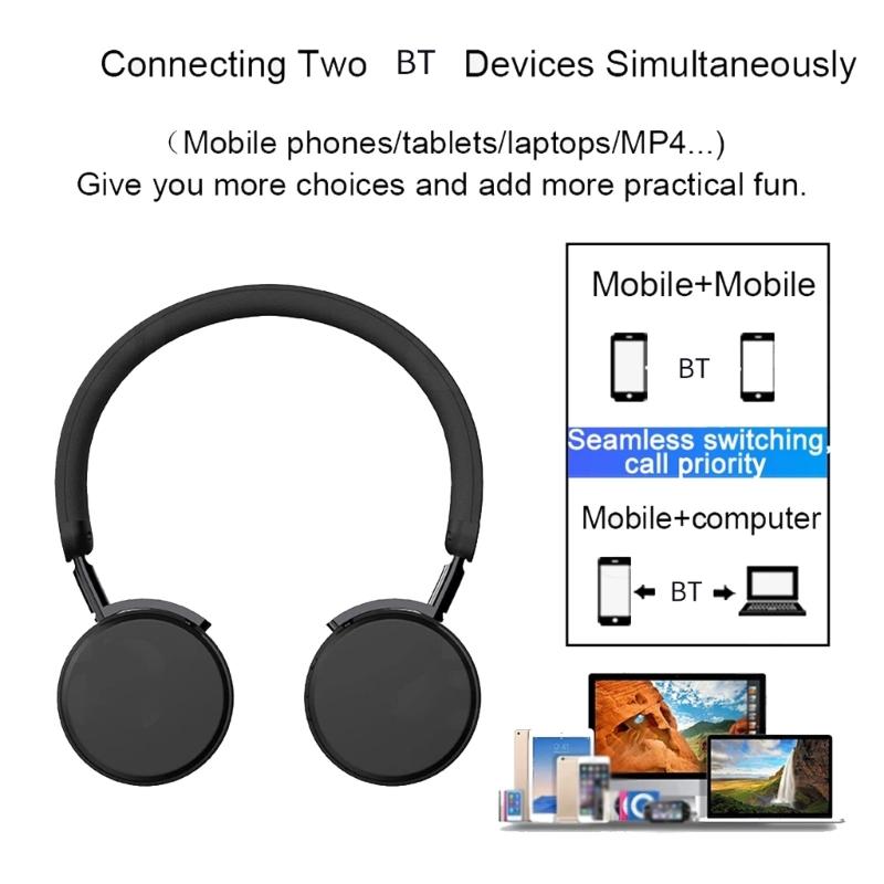 Wireless Headphone Bluetoothcompatible5.3 Earphone with Advanced Noise Cancelling Foldable Headsets  Comfortable