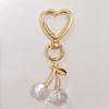 Keychain Pendant, Cherry Pendant Key Holder with Hearts Buckle, Alloy Polished Surface Backpack Charm Pendant for Women Accessories