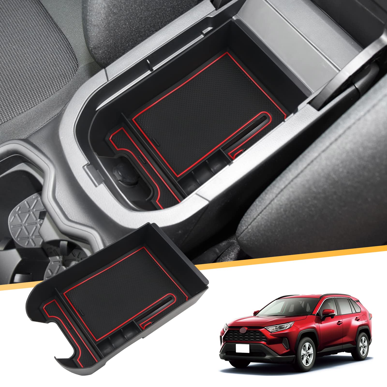 

LFOTPP Center Console Box Tray for the New RAV4 50 Series Drive (2024) - Right-Hand (Red)