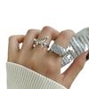 Korean Style S925 Silver Bow Ring with Irregular Pearl Design - Women's Fashion Open Index Finger Accessory