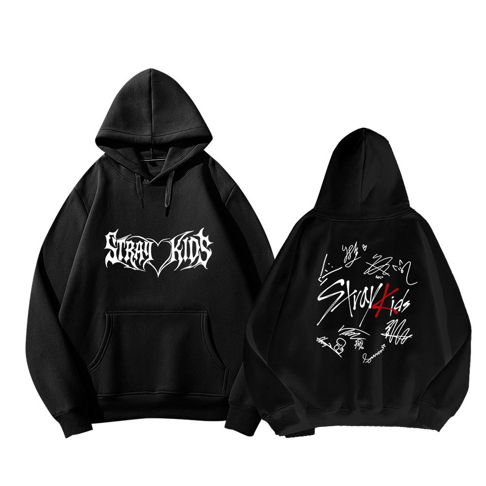 Stray Kids ATE Album Hoodie - Unisex beidseitiger Grafik-Pullover mit Mitgliederunterschriften & Kängurutasche, Frühling Herbst Fandom Merchandise