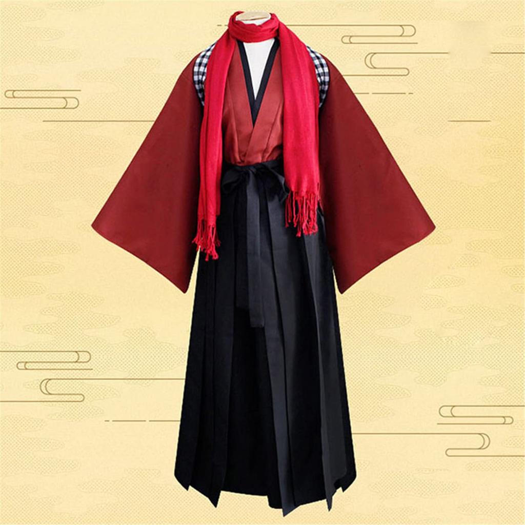 Unisex Samurai Horse Riding Japanese Warrior Cosplay Iaido Practice Top and Bottom Set with Scarf [LanBuff] Costume, Hakama, Dance, Kimono, Outfit,