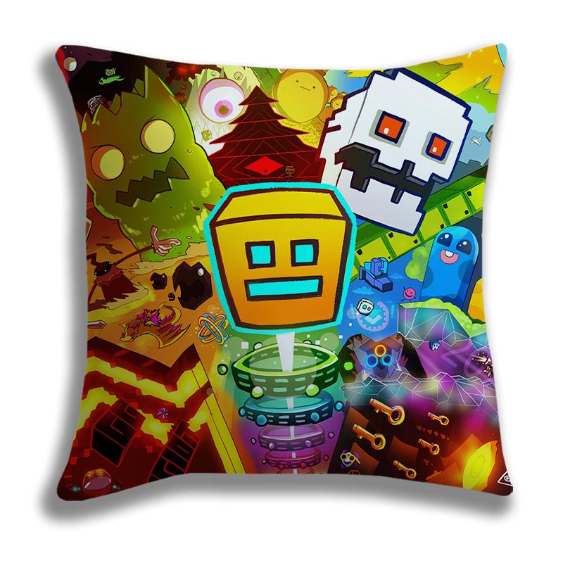 Geometry Dash Kreslený Potisk Povlak na Polštář 45x45cm Potahy na Polštáře Pohovka Postel Domácí Dekorace Vlastní Potahy na Polštáře Dekorace do Auta Dárek