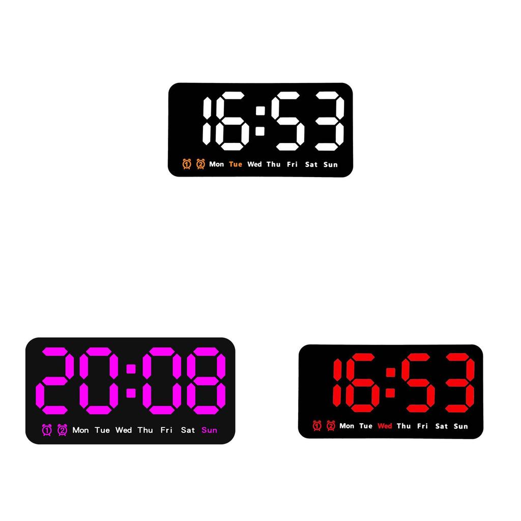 Digital Wall Clock With Temperature And Led Display For Living Room Decor