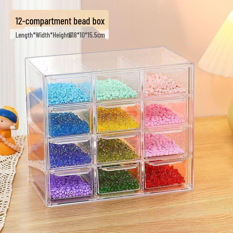 Glazed Crystal Bead Storage Drawer - Transparent Jewelry Organizer Box